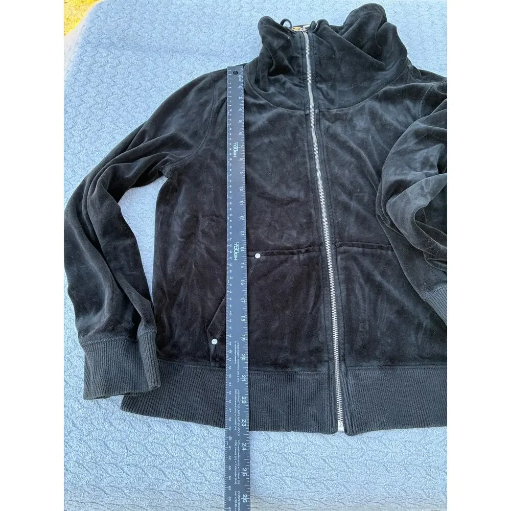 Michael Kors Black Velour Jacket Women’s Size XL Full Zip Athleisure Y2K Style